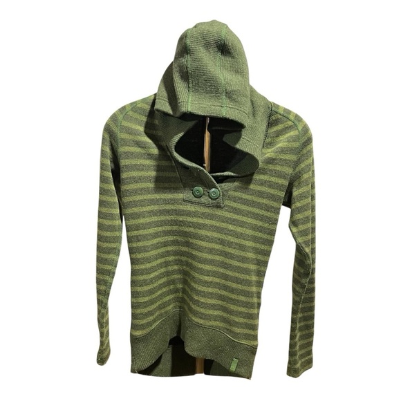 Mountain Hardwear Green Merino Wool Blend Sweater with Hoodie XS - Picture 2 of 11